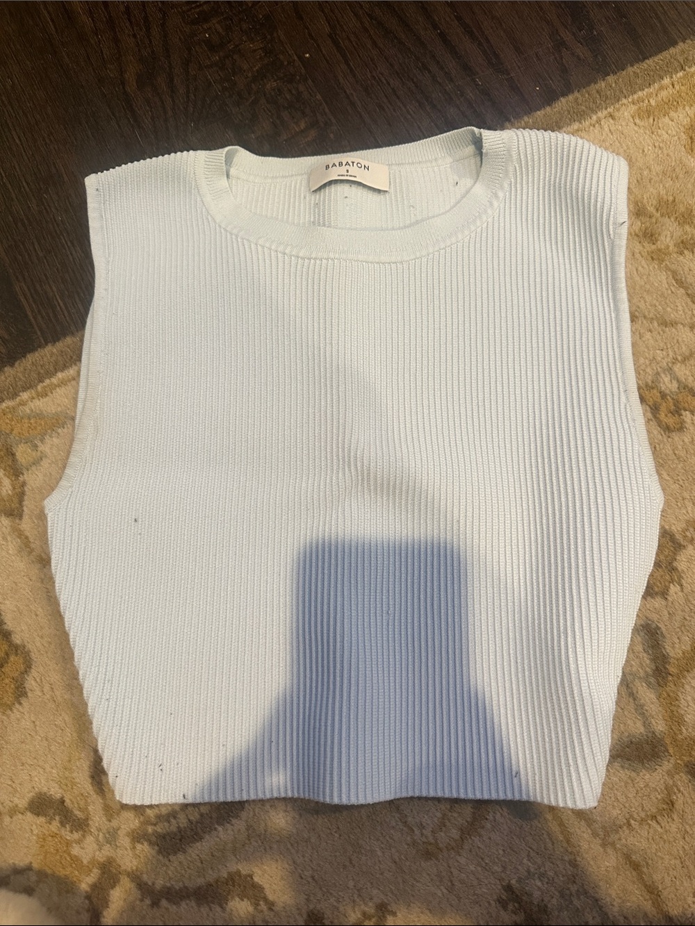 Babaton Cream Ribbed Sleeveless Knit Tank